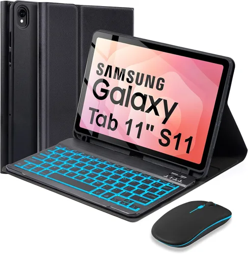 Vista 17 de SOPPY Teclado retroiluminado de 7 colores con mouse para Samsung Galaxy Tab S6 Lite de 10.4 pulgadas 2022/2020 (SM-P610/P613/P615/P619), funda