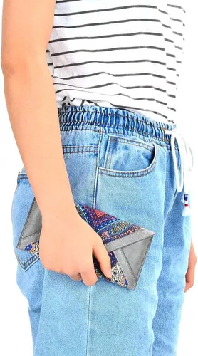 Vista 7 de Cartera de tarjetas para mujer estilo sobre tarjetero para tarjetas de crédito bonita cartera para dinero en efectivo para mujer Gris Classic
