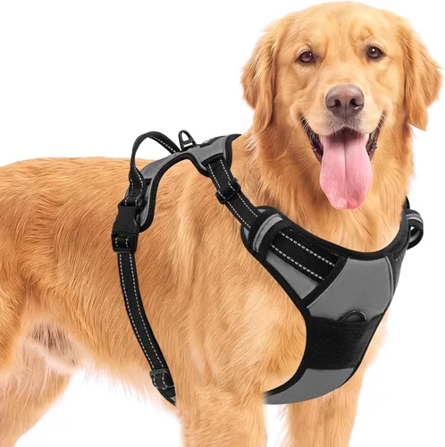 Vista 15 de BARKBAY Arnés para perro sin tirones para perros pequeños, ajustable, reflectante, cómodo, sin estrangulamiento, resistente, perfecto para Negro