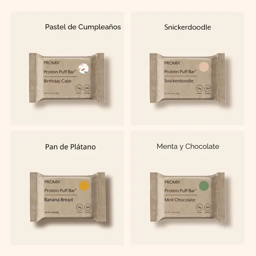 Vista 7 de ProMix Nutrition Barras de proteína de soplado - Paquete surtido - Pastel de cumpleaños, Snickerdoodle, Pan de plátano, Menta y chocolate - Delicia