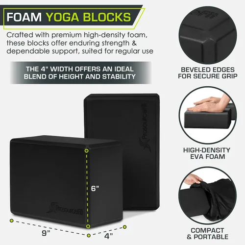 Vista 3 de ProsourceFit Foam Yoga Blocks, High Density EVA Yoga Bricks 4”x 6” x 9” (Set of 2)