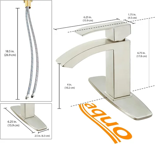 Vista 5 de aquo Grifo de baño – Grifo de fregadero de 7 pulgadas de altura que se adapta a una variedad de fregaderos de baño, evita problemas de fugas