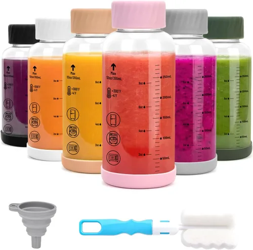 Vista 13 de Zukro - Botellas de agua de vidrio con tapa de acero inoxidable de 16 onzas Color múltiple