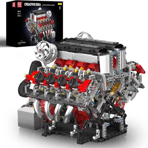 Vista 7 de Mould King 10171 Kit de modelo de motor V8 que funciona, motor de coche de 8 cilindros con motor, bloques de construcción coleccionables