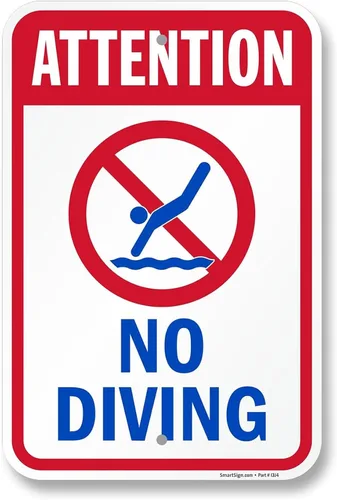 Vista 9 de SmartSign Letrero "Attention - No Diving" Aluminio de 12 x 18 pulgadas