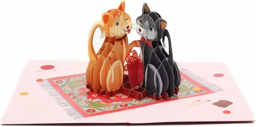 Vista 3 de Liif Love Cats Tarjeta de felicitación 3D para el día de San Valentín, tarjeta de cumpleaños de gato feliz, aniversario, pensando en ti, solo porque