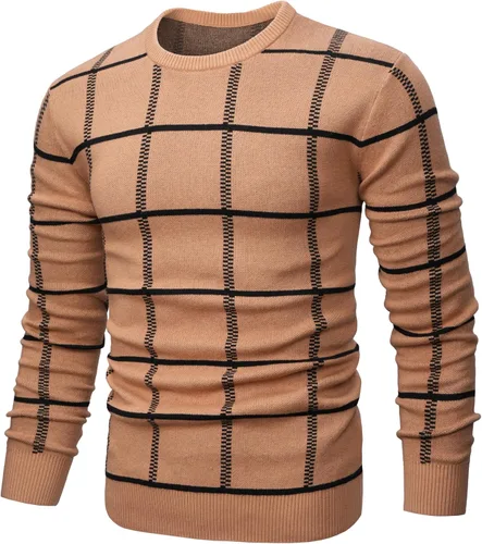 Vista 22 de MAGNIVIT Suéteres de punto de diseño básico para hombre, de algodón, suave, cuello redondo, para otoño e invierno