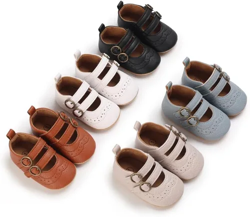 Vista 7 de Mary Jane - Zapatos planos de vestir para bebé, zapatos para recién nacidos, antideslizantes, de piel sintética, para fiesta, escuela, boda