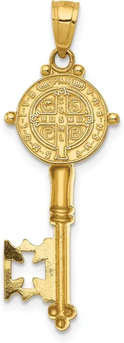 Vista 2 de IceCarats Colgante de oro amarillo de 14 quilates San Benito con llave de 2 caras