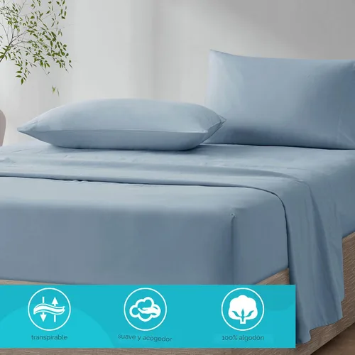 Vista 2 de Comfort Spaces Juego de sábanas 100% algodón transpirable, ligero, suave, con bolsillo elástico de 12 pulgadas que se adapta a colchones de hasta 14