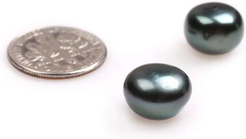 Vista 3 de 16 pares de perlas cultivadas de agua dulce de grado AAA para hacer aretes de joyería (negro)