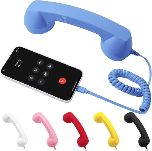 Vista 13 de Auricular de teléfono retro, nuevo tipo-C 2026 estilo retro con cable, auricular de teléfono para teléfono móvil, receptor retro con cable para Negro