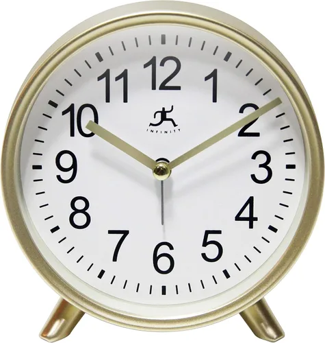 Vista 9 de Infinity Instruments - Reloj despertador de plástico de 5.75 pulgadas con movimiento de cuarzo para mantener la hora precisa, color negro Movement