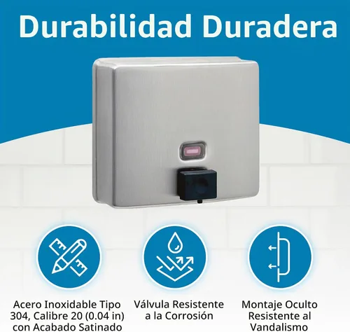 Vista 4 de Bobrick 4112 despachador para jabón, para montura sobre superficies ConturaSeries, de 40 onzas, acero inoxidable satinado