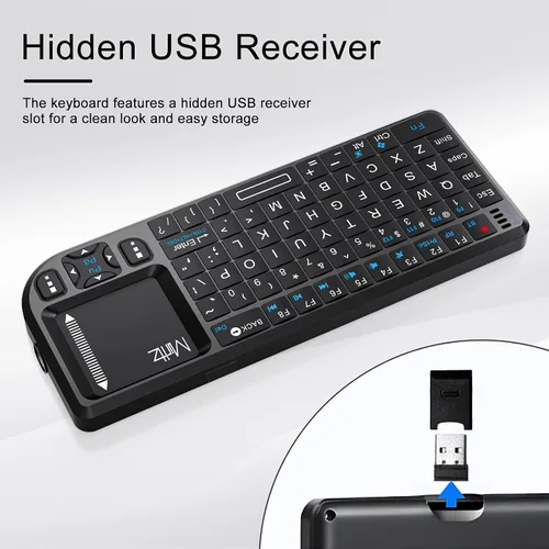 Vista 5 de Mini Teclado Inalámbrico, Mini Teclado Bluetooth con Panel Táctil Sensible, 2.4G/Bluetooth 5.1 Modo Dual Recargable Portátil, para Smart