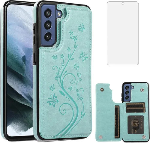 Vista 13 de Funda de teléfono para Samsung Galaxy S21 FE Gaxaly S 21 FE 5G con protector de pantalla de vidrio templado, tarjetero con soporte para tarjetero