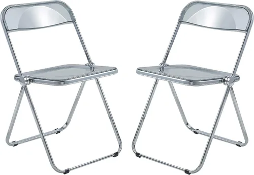 Vista 14 de LeisureMod Lawrence - Silla plegable de acrílico transparente moderna con marco de metal, asiento transparente que ahorra espacio para comedor