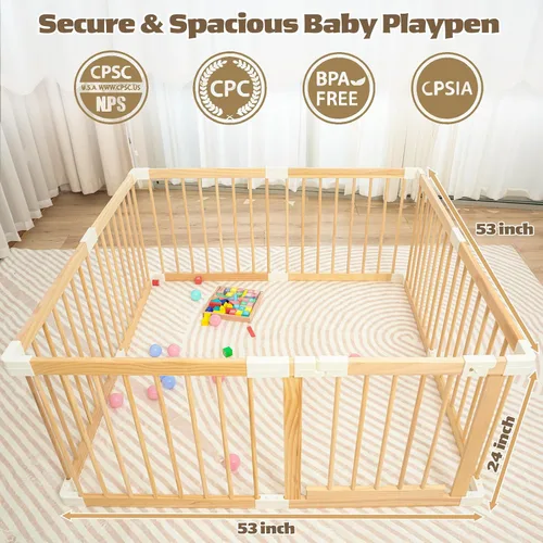 Vista 2 de Corralito portátil para bebés, corralito para bebés y niños pequeños, corralito para niños pequeños de 1 a 3 años, valla para bebés, área de juego