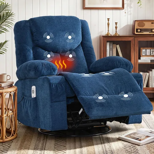 Vista 8 de BOSMILLER Silla reclinable giratoria con masaje por vibración y calor Gris