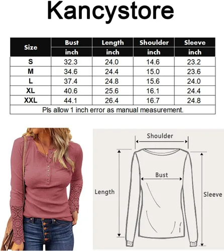 Vista 4 de Kancystore - Blusas de manga larga para mujer, con cuello en V y botones