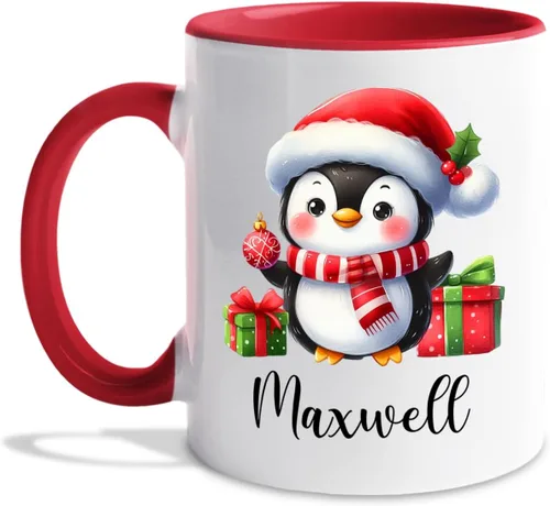 Vista 12 de Taza de café de Papá Noel con nombre personalizado – Taza de Papá Noel personalizada, 11 onzas y 15 onzas, bonita taza de cerámica blanca regalo