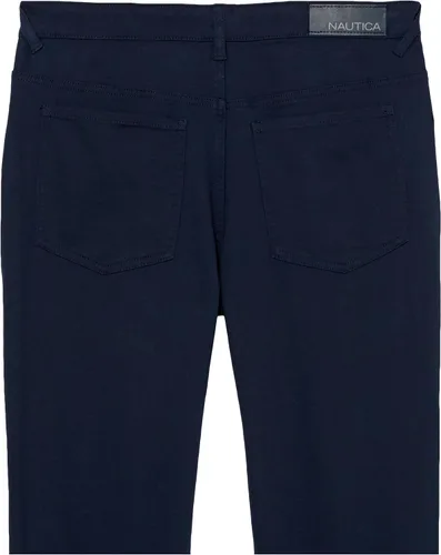 Vista 6 de Nautica Pantalón de sarga elástica de ajuste clásico para niños, estilo de 5 bolsillos, cremallera y cierre de botón