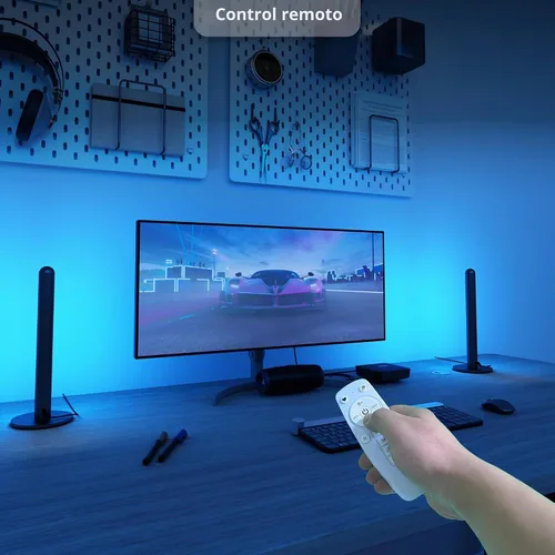 Vista 5 de LAMPAOUS Barras de luz LED inteligentes, funcionan con Alexa y Google Assistant, retroiluminación RGBCW WiFi TV con modos de escena y música