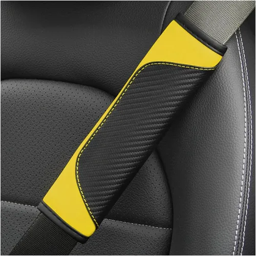Vista 17 de AUCELI 2 fundas para cinturón de seguridad de automóvil, fundas de correa de hombro de fibra de carbono, almohadilla de arnés suave de cuero Negro