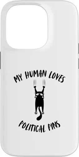 Vista 17 de iPhone 16 My Human Loves Political Pins - Cat Parent Hobby Lover Case