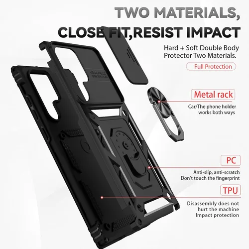 Vista 5 de Funda para Samsung Galaxy S22 Ultra con protector de pantalla: [grado militar de 20 pies a prueba de caídas] anillo a prueba de golpes para Samsung