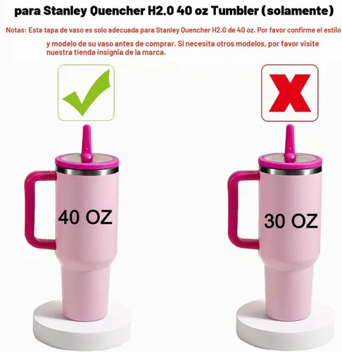 Vista 2 de Stanley - Paquete de 2 tapas abatibles con popote Stanley, a prueba de fugas, accesorios Stanley para vasos Stanley Quencher H2.0 de 40 onzas beige