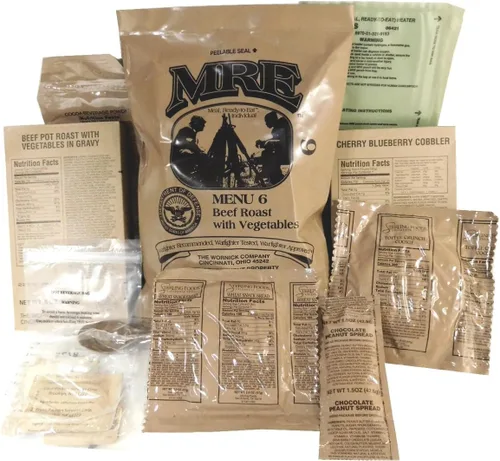 Vista 9 de MREs (Comidas listas para comer) Genuino excedente Militar de EE. UU. (1 Paquete) Sabores variados