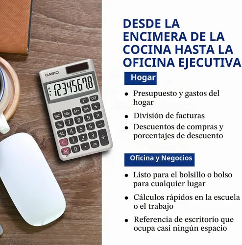 Vista 3 de Casio SL-300SV Calculadora de escritorio de función estándar Uso general Pantalla grande de 8 dígitos Tamaño de bolsillo Funciones