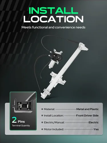Vista 4 de YHTAUTO Elevalunas eléctrico delantero del lado del conductor con conjunto de motor de 2 pines para Ford E-150 E-250 Econoline E-350 E-450 E-550