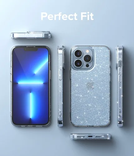 Vista 8 de Ringke Funda compatible con iPhone 13 Pro Max, TPU transparente y suave, a prueba de golpes, flexible, ligera, delgada, transparente con purpurina