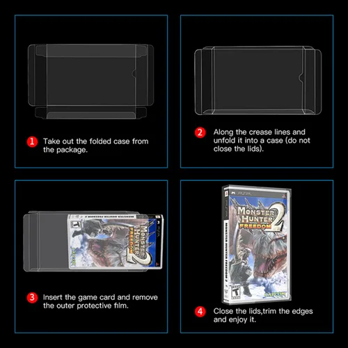 Vista 5 de 10 PCS Clear Protective Display Case for PSP Game Cards – Transparent Storage Box for PlayStation Portable UMD Cartridge (CIB Compatible)