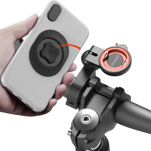 Vista 10 de Soporte de teléfono para motocicleta, soporte para teléfono celular con módulo amortiguador de vibraciones, soporte de manillar de bicicleta frontal