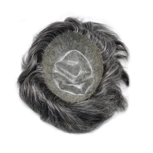 Vista 137 de Toupee para hombre 100% cabello humano real tupé para hombres 0.004 in piel de poliuretano para hombre, sistema de reemplazo de piezas de pelo