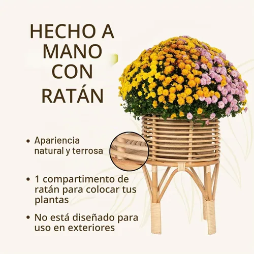 Vista 4 de KOUBOO Soporte para plantas de interior de ratán, pequeño, maceta natural