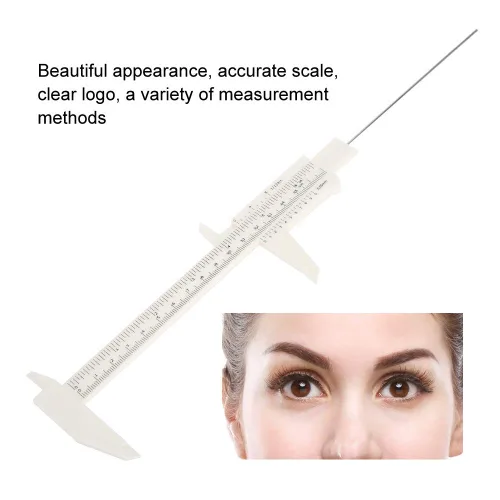 Vista 5 de Vernier Pinza Impermeable Plástico Ceja Permanente Maquillaje Regla Estudiantes Herramientas de Medición Experimental Para Maquillaje Permanente