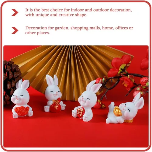 Vista 5 de Tofficu 12 figuras de conejo en miniatura 2023, figuras de animales del zodiaco, estatua del año 2023, decoración de Año Nuevo chino para casa