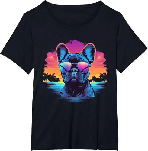Vista 22 de Camiseta de perro Bulldog Francés para hombres y mujeres, Negro