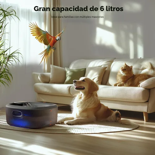 Vista 5 de Fuente de agua para perros WOPET para perros grandes, fuente de agua automática de 6L/205oz/1.7Gal para perros y gatos, dispensador de agua