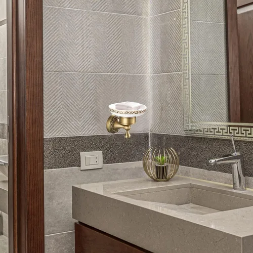 Vista 3 de Leyden Jabonera de ducha,Gancho de toalla de latón antiguo,Ganchos para bata de baño,Hardware de baño de montaje en pared