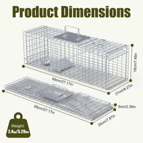 Vista 3 de Humane Live Animal Trap 27'' Collapsible Steel Rodent Cage