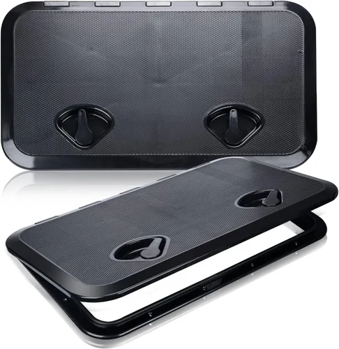 Vista 7 de smartmarine 24"x14" Marine Boat Deck Hatch Cover,Boat Access Hatch & Lid, 2pcs Hatch Handles Lock.Black/White