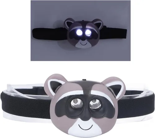 Vista 8 de Hilitand Linterna frontal para niños, linterna LED con aspecto de mapache con modo de luz ajustable para camping, senderismo, lectura y fiestas