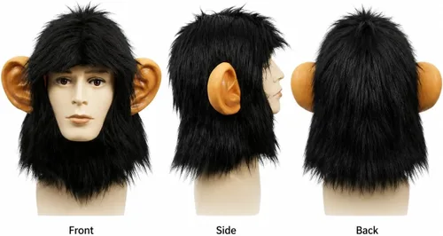 Vista 2 de Gorilla Mask - Máscara de mono de animal para adulto, con pelo