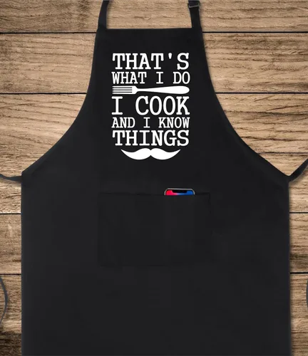 Vista 2 de Xornis Delantal divertido 100% de algodón para hombres y mujeres, delantales ajustables con 2 bolsillos, para parrilla, cocina, barbacoa, talla única