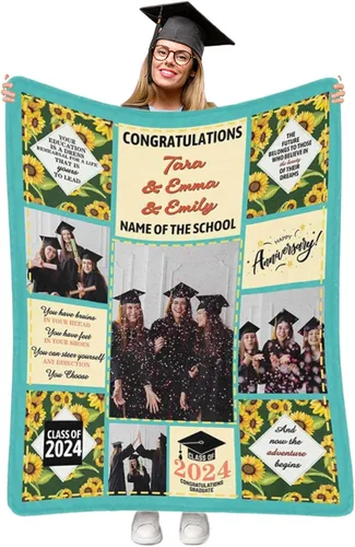 Vista 31 de Manta personalizada de graduación 2025, manta personalizada para regalo de graduación con nombre de la universidad, manta de felicitación